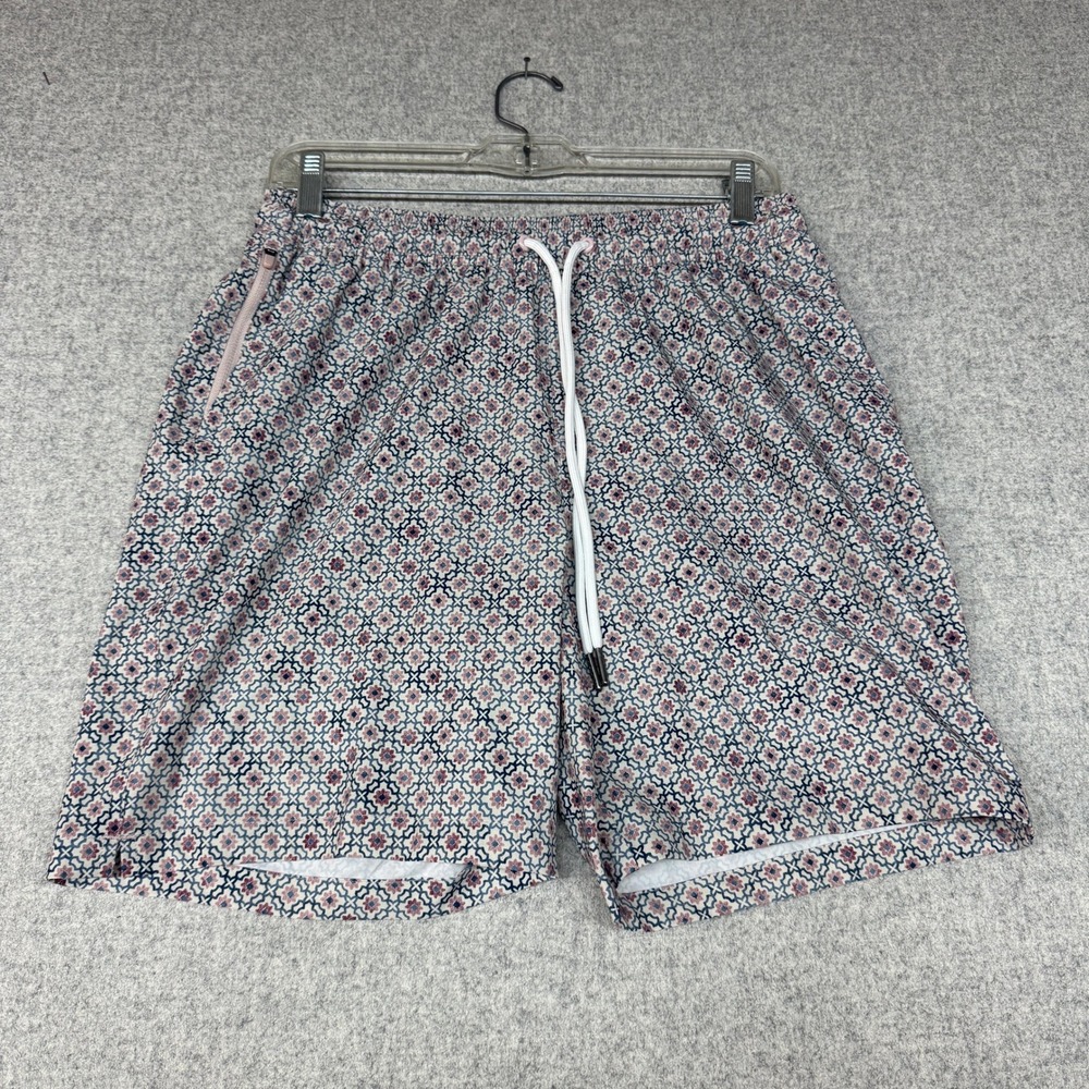 Goodfellow & Co Swim Trunks Size S Blue Pink Geometric Floral Drawstring Pockets